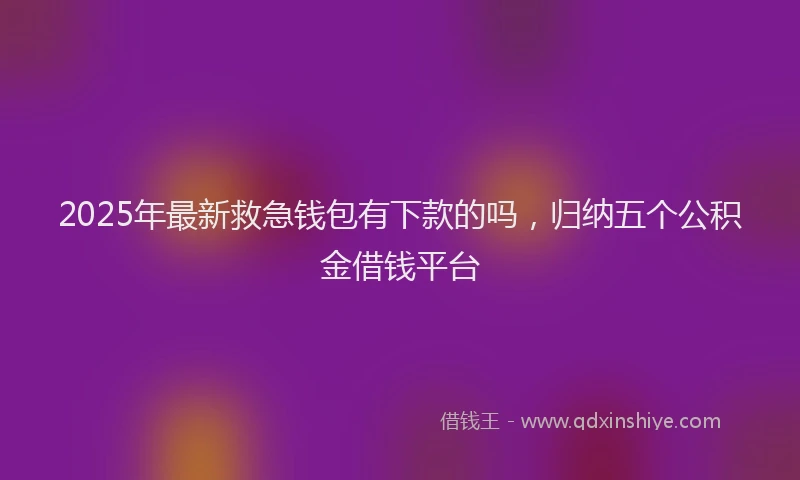 2025年最新救急钱包有下款的吗，归纳五个公积金借钱平台