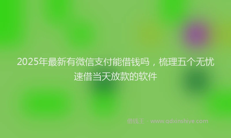 2025年最新有微信支付能借钱吗，梳理五个无忧速借当天放款的软件