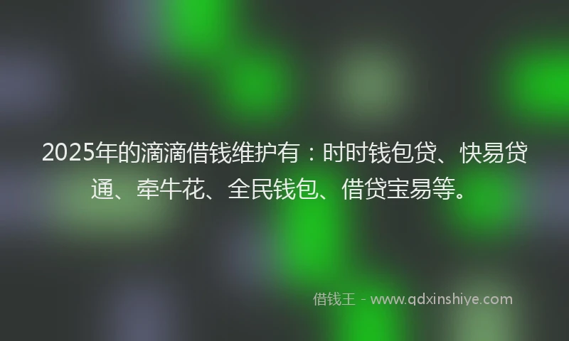 2025年的滴滴借钱维护有：时时钱包贷、快易贷通、牵牛花、全民钱包、借贷宝易等。