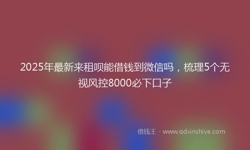 2025年最新来租呗能借钱到微信吗，梳理5个无视风控8000必下口子