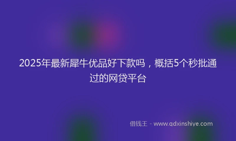 2025年最新犀牛优品好下款吗，概括5个秒批通过的网贷平台