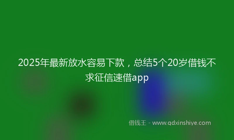 2025年最新放水容易下款，总结5个20岁借钱不求征信速借app