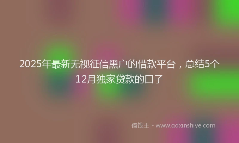 2025年最新无视征信黑户的借款平台，总结5个12月独家贷款的口子