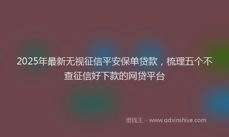 2025年最新无视征信平安保单贷款，梳理五个不查征信好下款的网贷平台