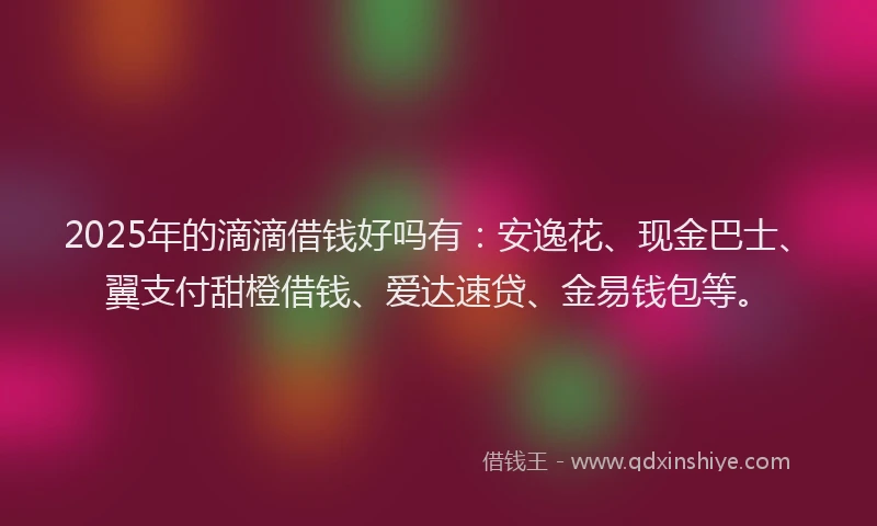 2025年的滴滴借钱好吗有：安逸花、现金巴士、翼支付甜橙借钱、爱达速贷、金易钱包等。
