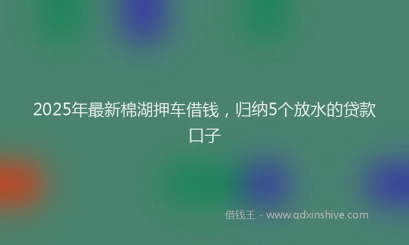 2025年最新棉湖押车借钱，归纳5个放水的贷款口子