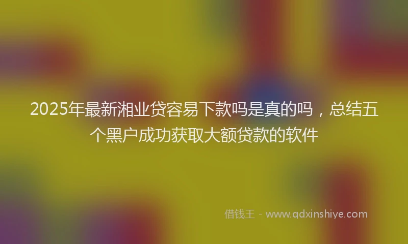 2025年最新湘业贷容易下款吗是真的吗，总结五个黑户成功获取大额贷款的软件