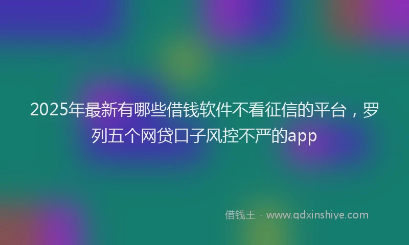 2025年最新有哪些借钱软件不看征信的平台，罗列五个网贷口子风控不严的app