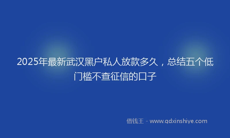 2025年最新武汉黑户私人放款多久，总结五个低门槛不查征信的口子