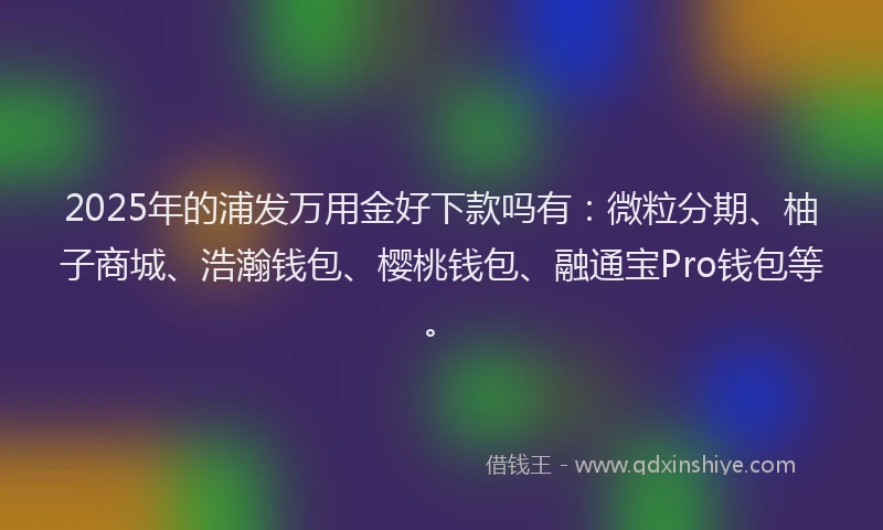 2025年的浦发万用金好下款吗有：微粒分期、柚子商城、浩瀚钱包、樱桃钱包、融通宝Pro钱包等。