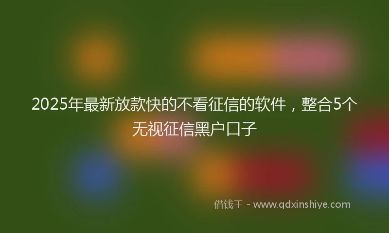 2025年最新放款快的不看征信的软件，整合5个无视征信黑户口子