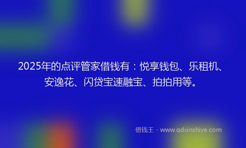 2025年的点评管家借钱有:悦享钱包、乐租机、安逸花、闪贷宝速融宝、拍拍用等。