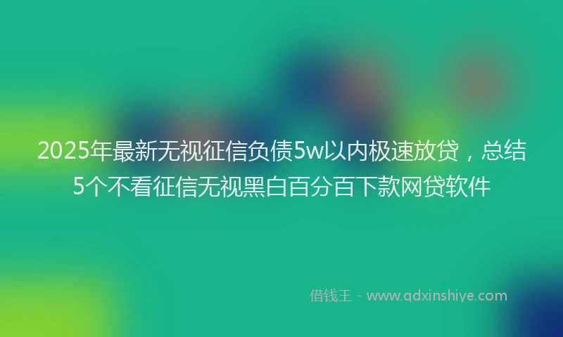 2025年最新无视征信负债5w以内极速放贷，总结5个不看征信无视黑白百分百下款网贷软件