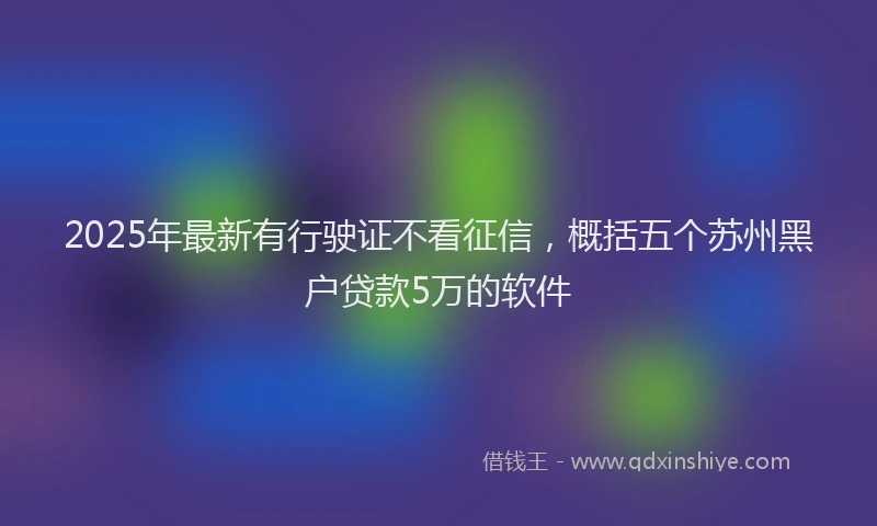 2025年最新有行驶证不看征信，概括五个苏州黑户贷款5万的软件