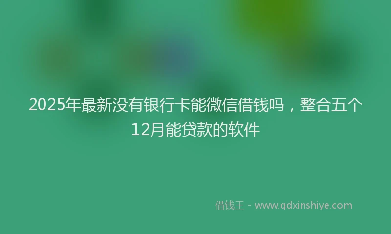 2025年最新没有银行卡能微信借钱吗，整合五个12月能贷款的软件