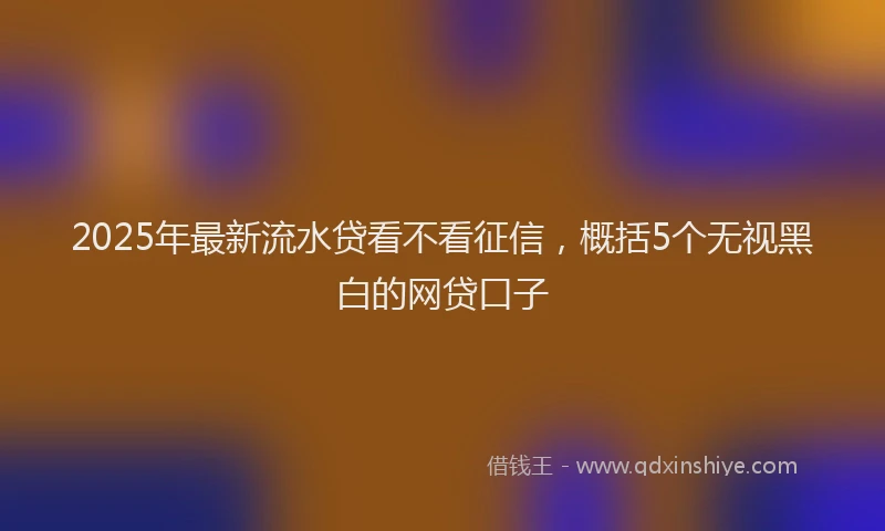 2025年最新流水贷看不看征信，概括5个无视黑白的网贷口子