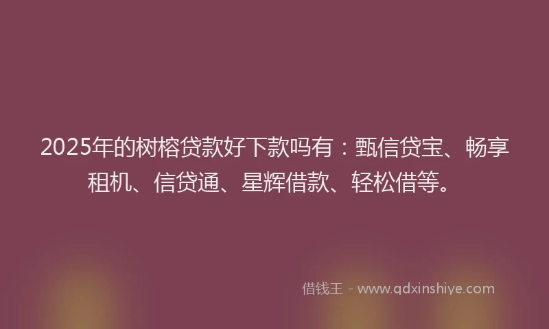 2025年的树榕贷款好下款吗有：甄信贷宝、畅享租机、信贷通、星辉借款、轻松借等。