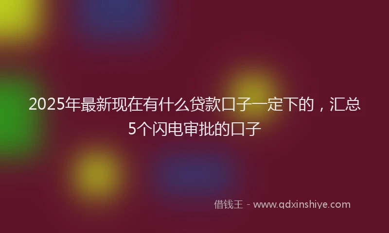 2025年最新现在有什么贷款口子一定下的，汇总5个闪电审批的口子