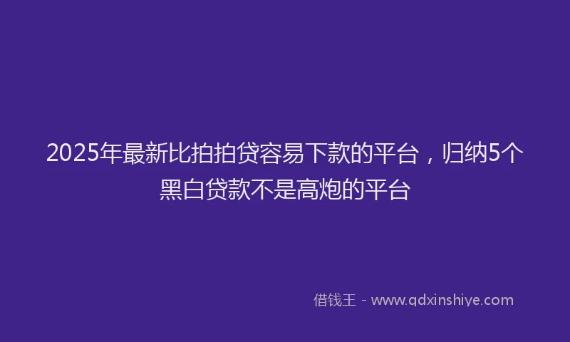 2025年最新比拍拍贷容易下款的平台，归纳5个黑白贷款不是高炮的平台