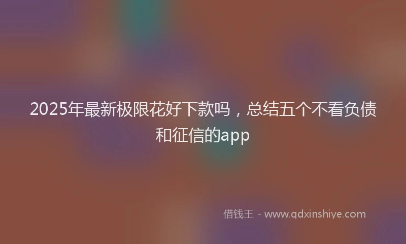 2025年最新极限花好下款吗，总结五个不看负债和征信的app