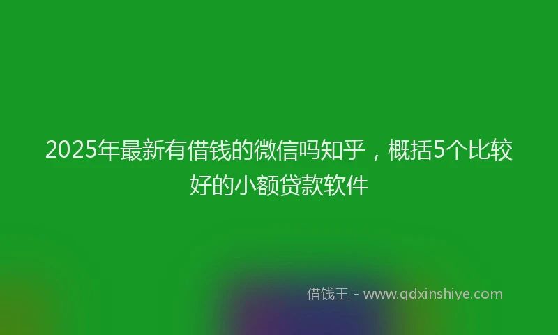 2025年最新有借钱的微信吗知乎，概括5个比较好的小额贷款软件