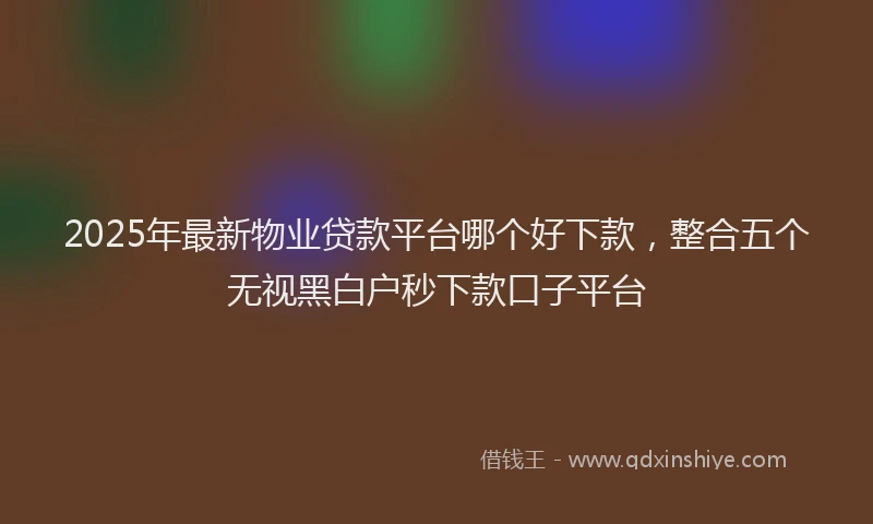 2025年最新物业贷款平台哪个好下款，整合五个无视黑白户秒下款口子平台