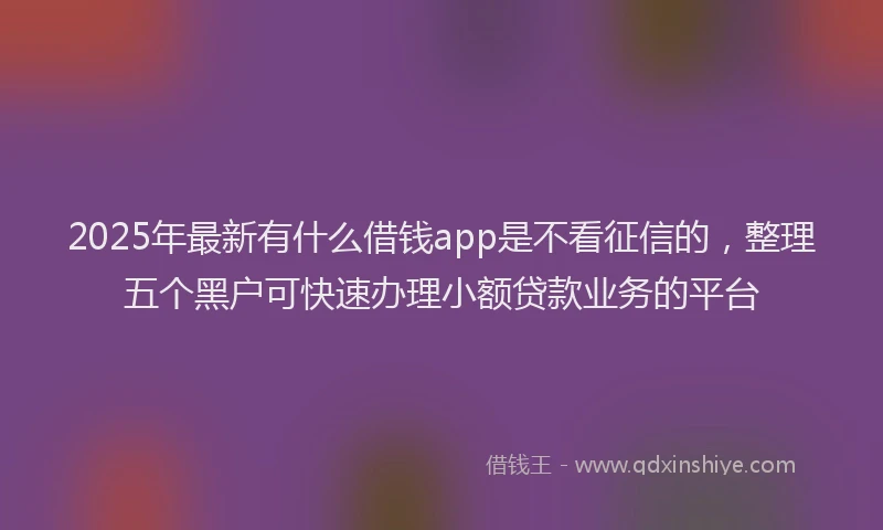 2025年最新有什么借钱app是不看征信的，整理五个黑户可快速办理小额贷款业务的平台