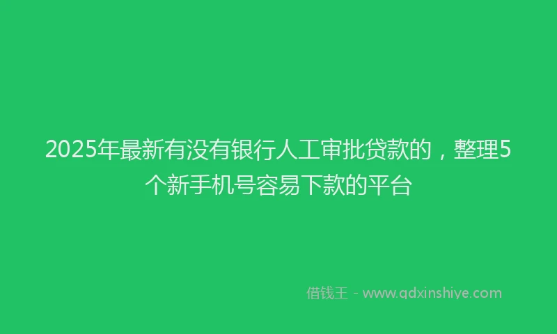 2025年最新有没有银行人工审批贷款的，整理5个新手机号容易下款的平台
