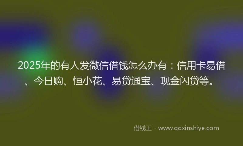 2025年的有人发微信借钱怎么办有：信用卡易借、今日购、恒小花、易贷通宝、现金闪贷等。