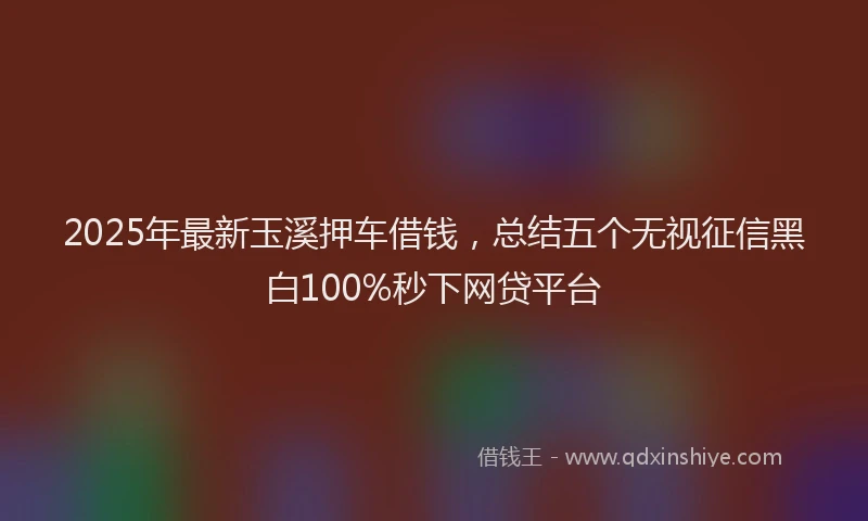 2025年最新玉溪押车借钱，总结五个无视征信黑白100%秒下网贷平台