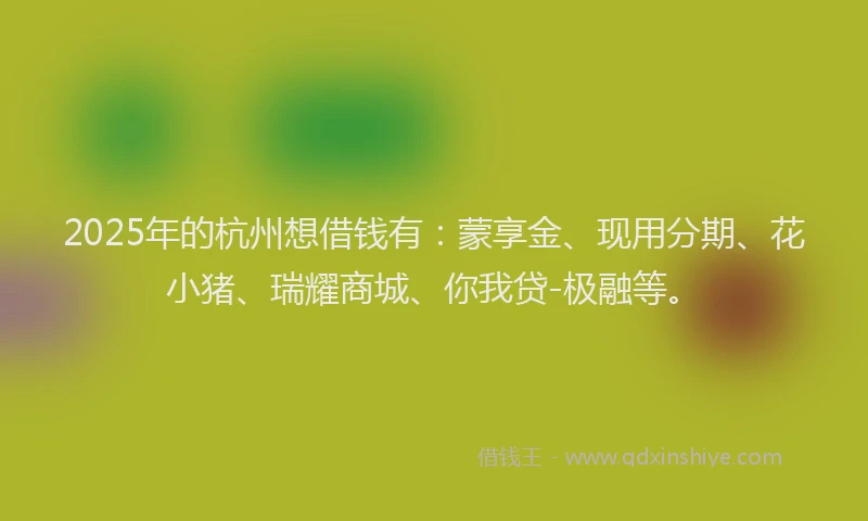 2025年的杭州想借钱有：蒙享金、现用分期、花小猪、瑞耀商城、你我贷-极融等。
