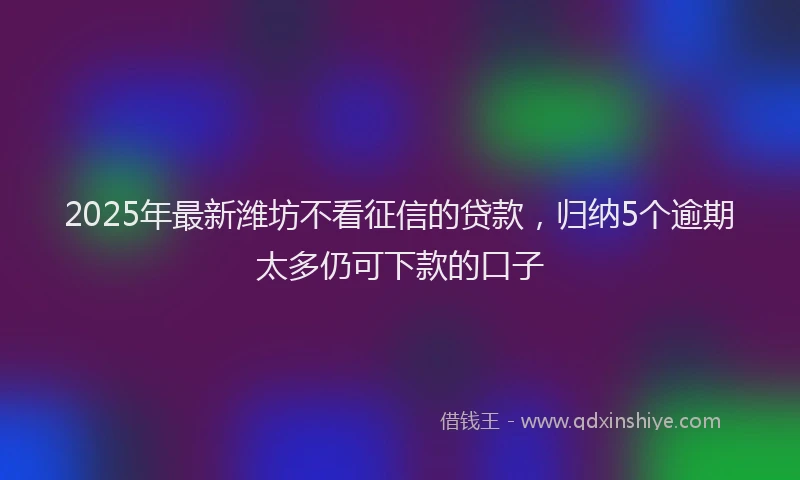 2025年最新潍坊不看征信的贷款，归纳5个逾期太多仍可下款的口子