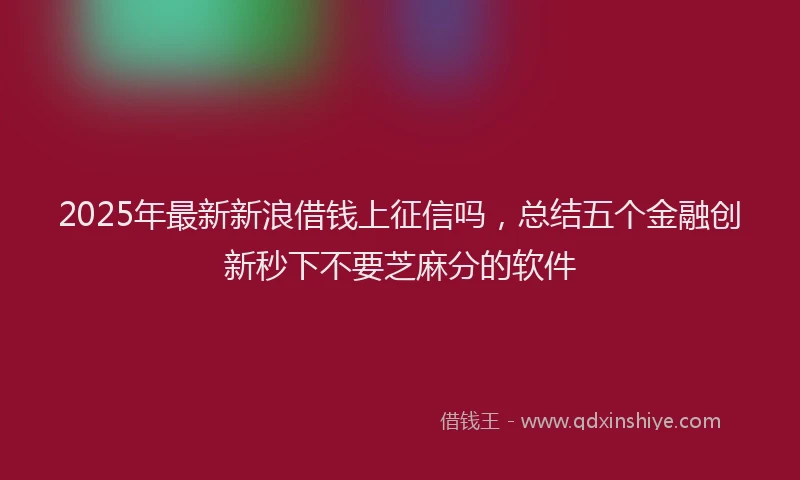 2025年最新新浪借钱上征信吗，总结五个金融创新秒下不要芝麻分的软件