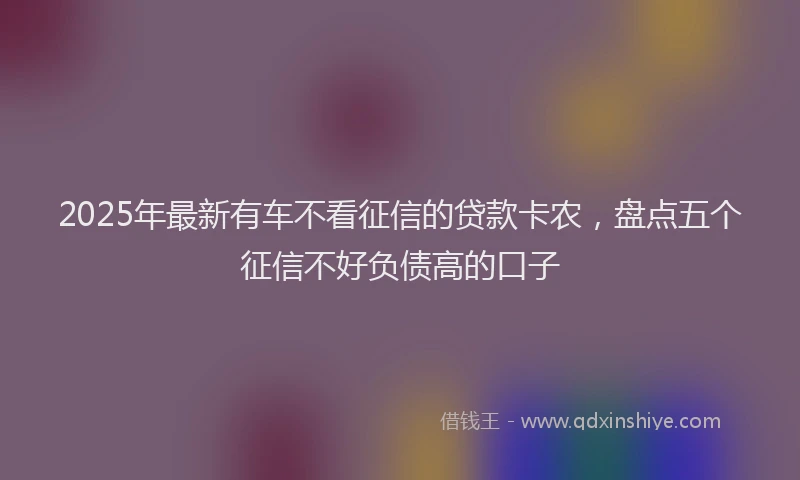 2025年最新有车不看征信的贷款卡农，盘点五个征信不好负债高的口子