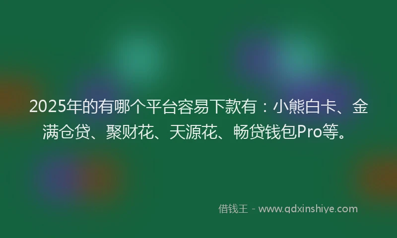 2025年的有哪个平台容易下款有：小熊白卡、金满仓贷、聚财花、天源花、畅贷钱包Pro等。