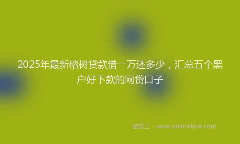 2025年最新榕树贷款借一万还多少，汇总五个黑户好下款的网贷口子