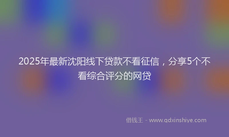 2025年最新沈阳线下贷款不看征信，分享5个不看综合评分的网贷