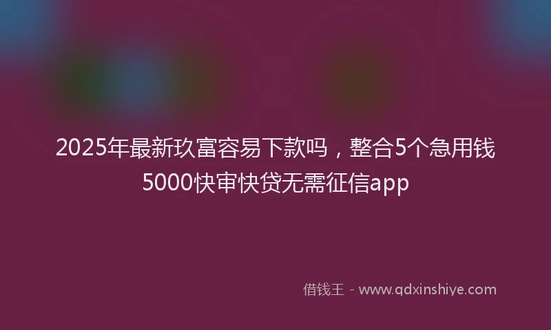 2025年最新玖富容易下款吗，整合5个急用钱5000快审快贷无需征信app