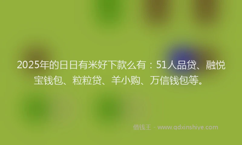 2025年的日日有米好下款么有：51人品贷、融悦宝钱包、粒粒贷、羊小购、万信钱包等。
