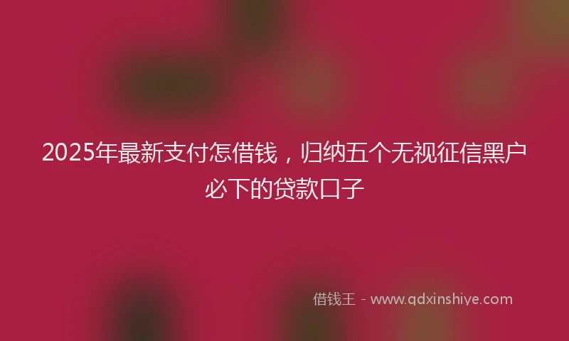 2025年最新支付怎借钱，归纳五个无视征信黑户必下的贷款口子