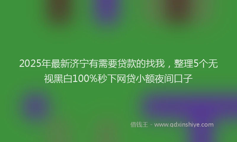 2025年最新济宁有需要贷款的找我，整理5个无视黑白100%秒下网贷小额夜间口子
