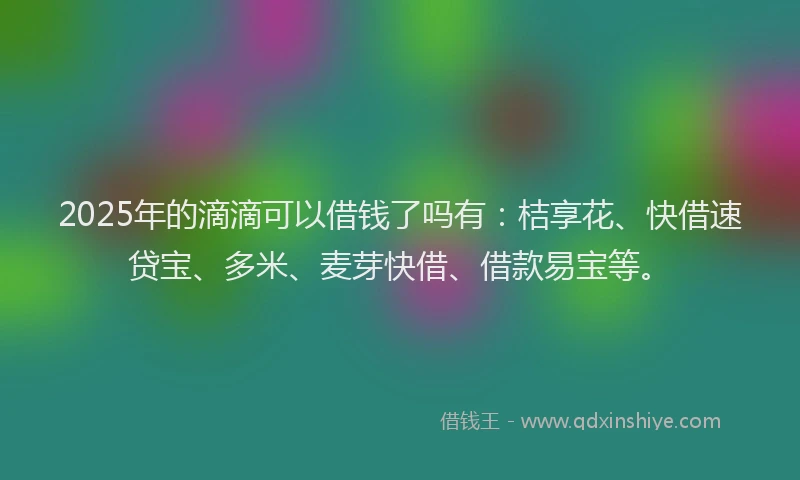 2025年的滴滴可以借钱了吗有：桔享花、快借速贷宝、多米、麦芽快借、借款易宝等。
