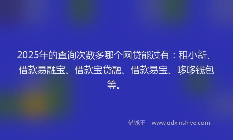 2025年的查询次数多哪个网贷能过有：租小新、借款易融宝、借款宝贷融、借款易宝、哆哆钱包等。
