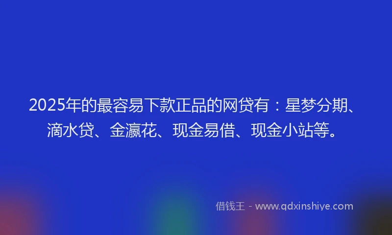 2025年的最容易下款正品的网贷有：星梦分期、滴水贷、金瀛花、现金易借、现金小站等。