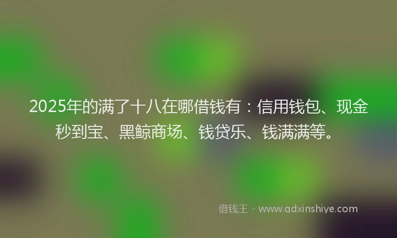 2025年的满了十八在哪借钱有：信用钱包、现金秒到宝、黑鲸商场、钱贷乐、钱满满等。
