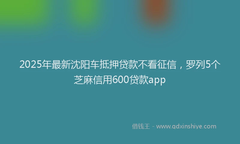 2025年最新沈阳车抵押贷款不看征信，罗列5个芝麻信用600贷款app