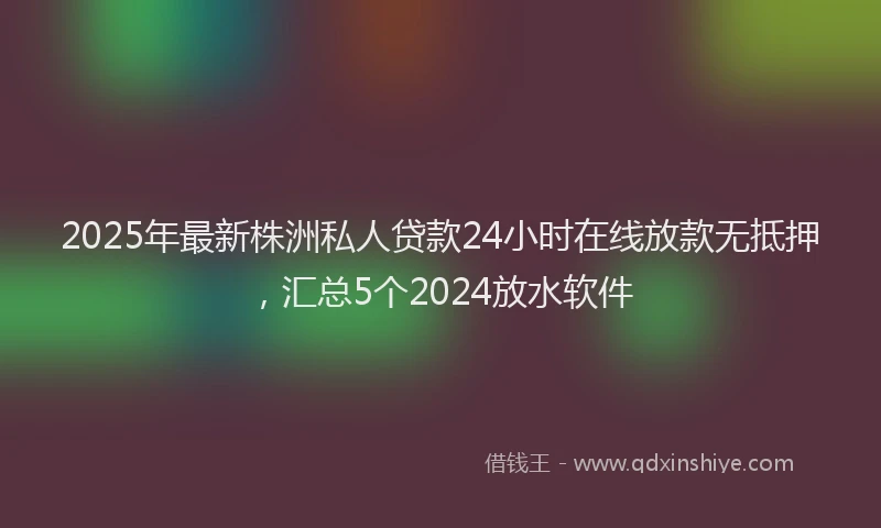 2025年最新株洲私人贷款24小时在线放款无抵押，汇总5个2024放水软件