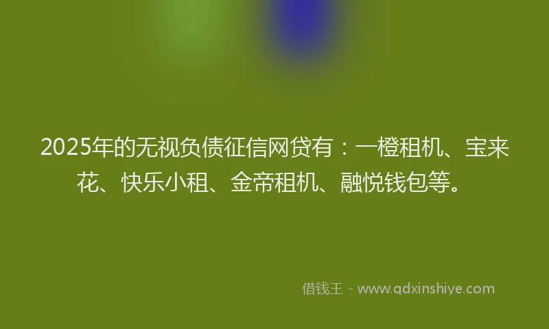 2025年的无视负债征信网贷有:一橙租机、宝来花、快乐小租、金帝租机、融悦钱包等。
