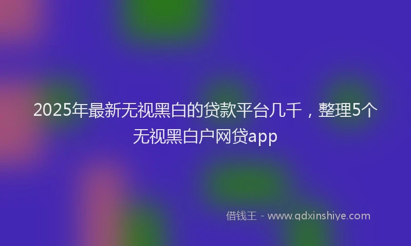 2025年最新无视黑白的贷款平台几千，整理5个无视黑白户网贷app