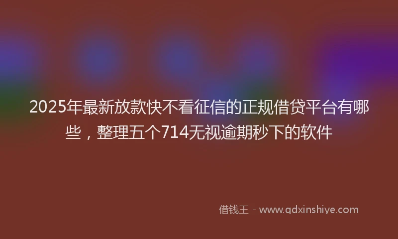 2025年最新放款快不看征信的正规借贷平台有哪些，整理五个714无视逾期秒下的软件